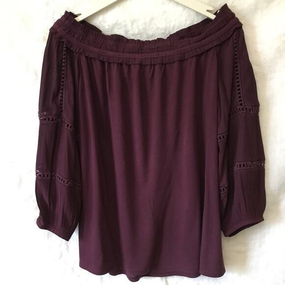 LOFT Tops - Loft Plum Long Sleeve Off Shoulder Top